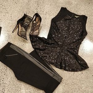 Gianni Bini sleeveless sequin peplum top